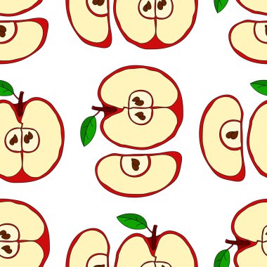 Kırmızı elma ile vektör seamless modeli 
