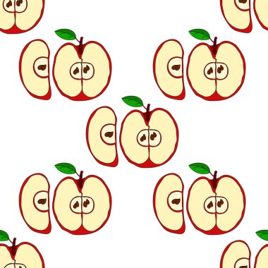 Kırmızı elma ile vektör seamless modeli 