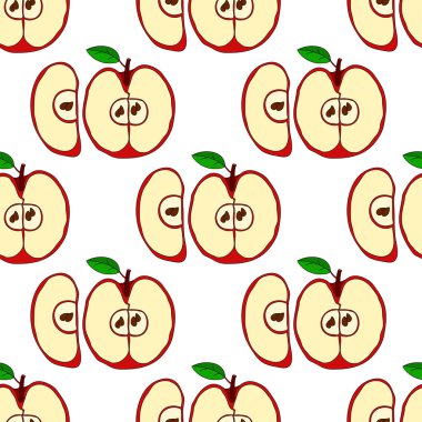 Kırmızı elma ile vektör seamless modeli 