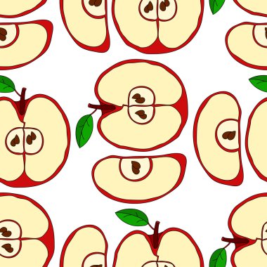 Kırmızı elma ile vektör seamless modeli 