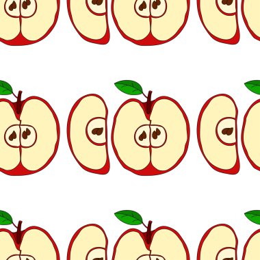 Kırmızı elma ile vektör seamless modeli 