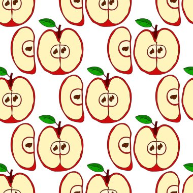 Kırmızı elma ile vektör seamless modeli 