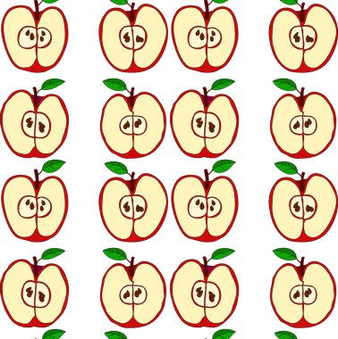 Kırmızı elma ile vektör seamless modeli 
