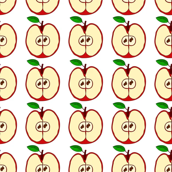 Векторный бесшовный рисунок с красными яблоками — стоковый вектор