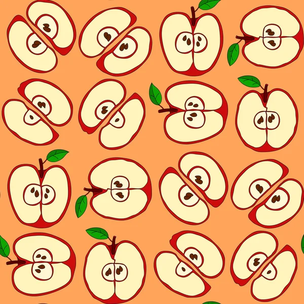 Vector seamless pattern with red apples — Stock Vector