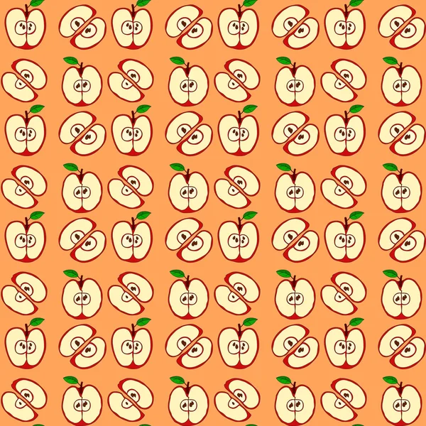 Vector seamless mönster med röda äpplen — Stock vektor