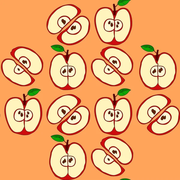 Vektor nahtloses Muster mit roten Äpfeln — Stockvektor