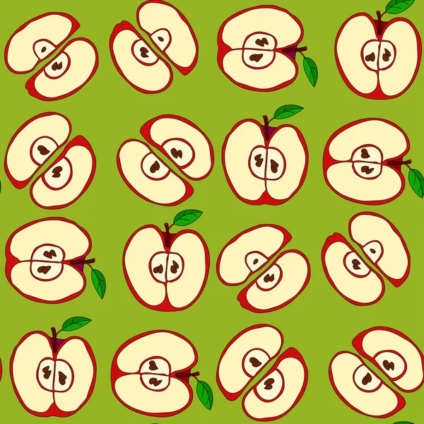 Vector seamless pattern with red apples — Stock Vector