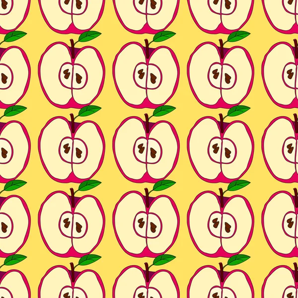 Vector seamless pattern with red apples — Stock Vector