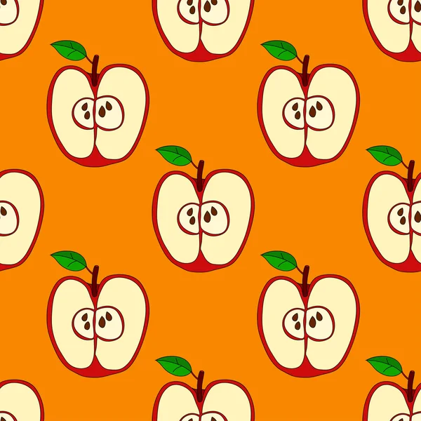 Vector seamless pattern with red apples — Stock Vector