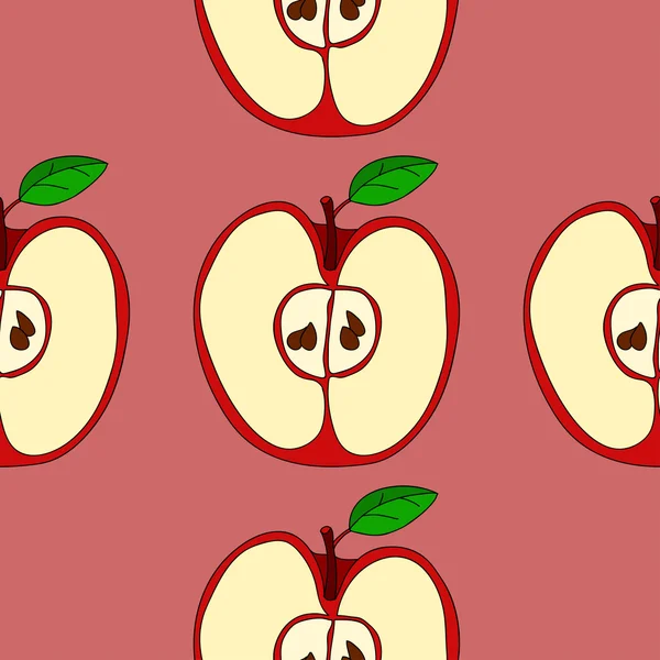 Vector seamless pattern with red apples — Stock Vector