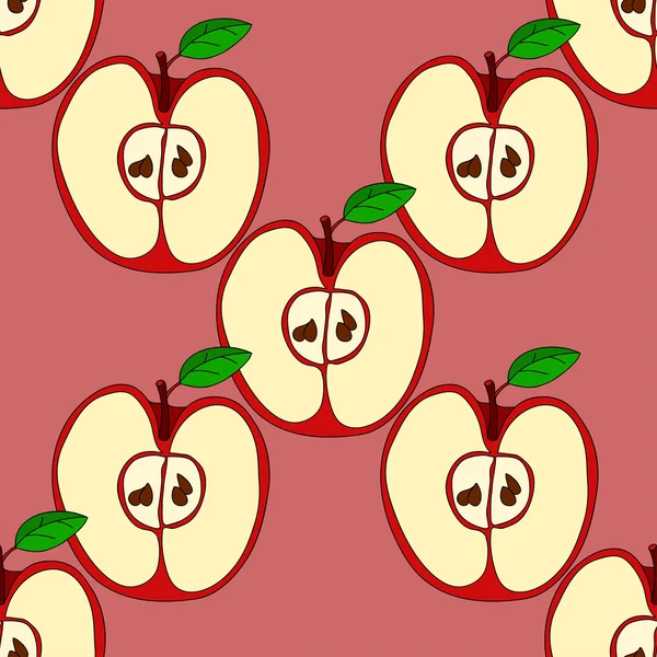 Vector seamless pattern with red apples — Stock Vector