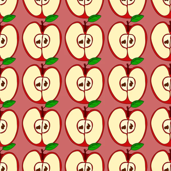 Patrón sin costura vectorial con manzanas rojas — Archivo Imágenes Vectoriales