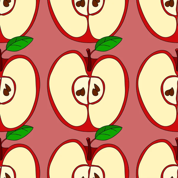 Patrón sin costura vectorial con manzanas rojas — Archivo Imágenes Vectoriales