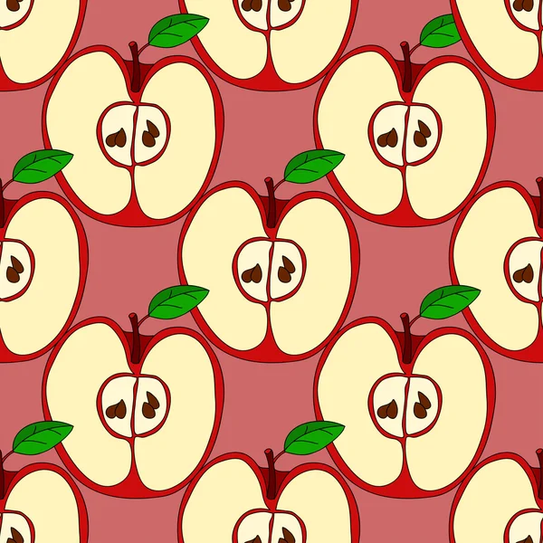 Vector seamless pattern with red apples — Stock Vector