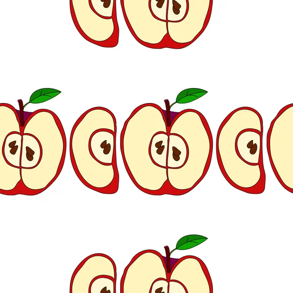 Patrón sin costura vectorial con manzanas rojas — Vector de stock