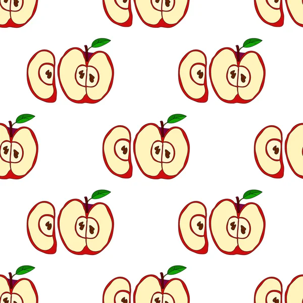 Padrão sem costura vetorial com maçãs vermelhas — Vetor de Stock