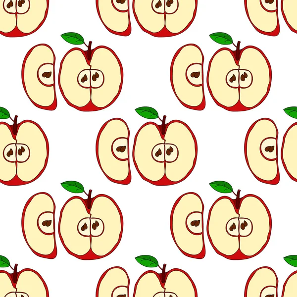 Patrón sin costura vectorial con manzanas rojas — Archivo Imágenes Vectoriales