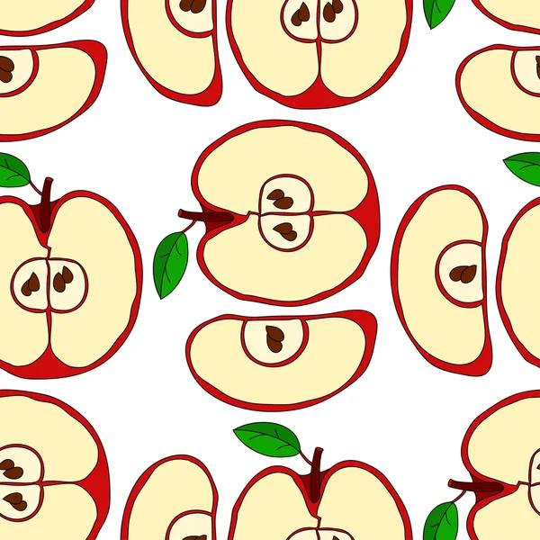 De naadloze patroon vector met rode appels — Stockvector