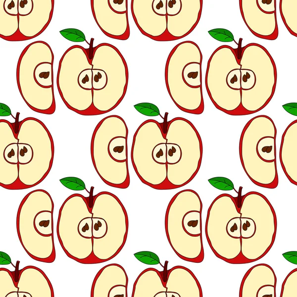 Vector seamless pattern with red apples — Stock Vector