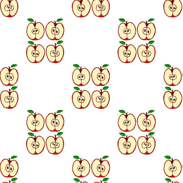 Patrón sin costura vectorial con manzanas rojas — Vector de stock