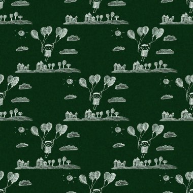 Mutlu çocuk sinek balonlar ile. 