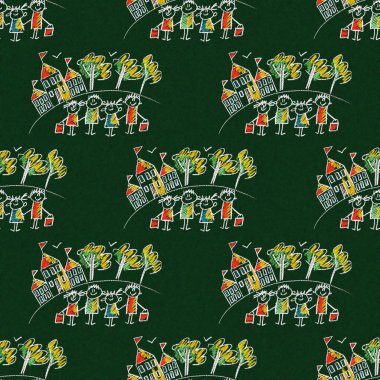 Mutlu çocuklar ile renkli resim