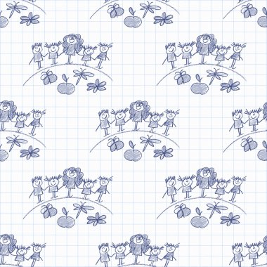 Mutlu çocuklar ile renkli resim