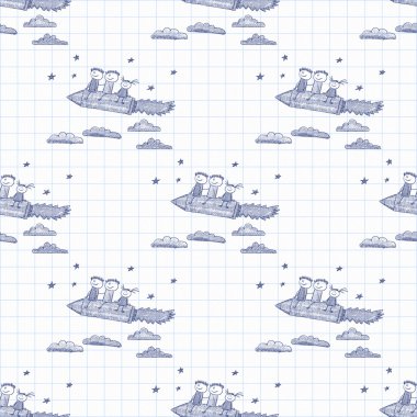 Kalem ile mutlu çocuklar roket şeklinde