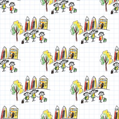 Mutlu çocuklar ile renkli resim