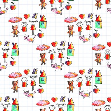 Çizim tarzı resimler renkli dizi çocuklar