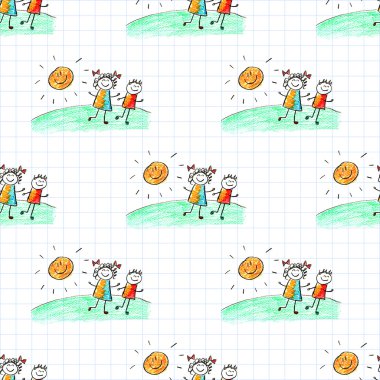 Mutlu çocuklar ile renkli resim