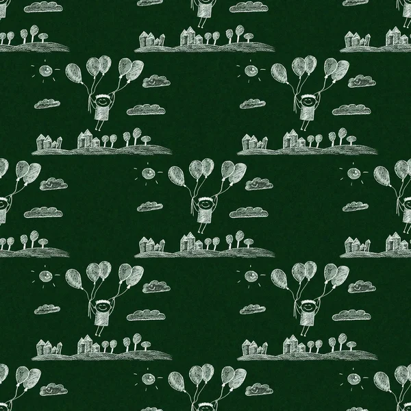 Mutlu çocuk sinek balonlar ile. 