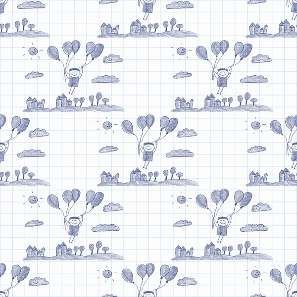 Mutlu çocuk sinek balonlar ile. 