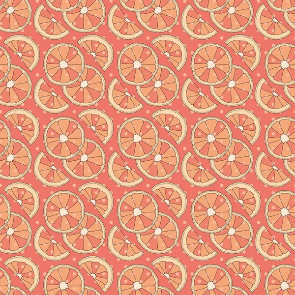 Векторний рожевий безшовний візерунок з апельсинами — стокове фото