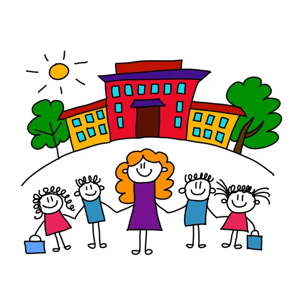 School, kids and teacher — Stock Photo, Image