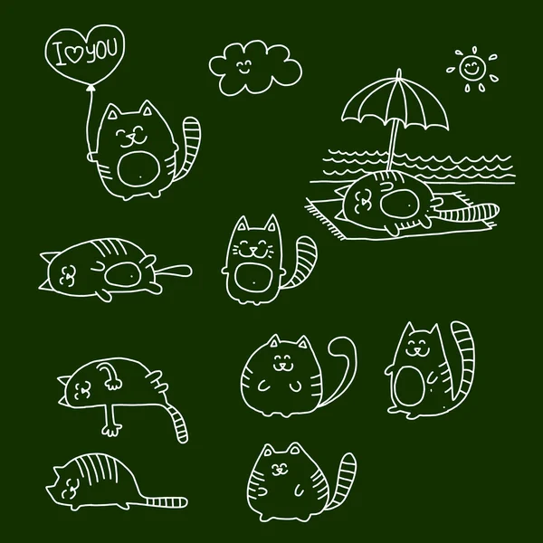 Смішні каракулі кішки ескіз . — стоковий вектор