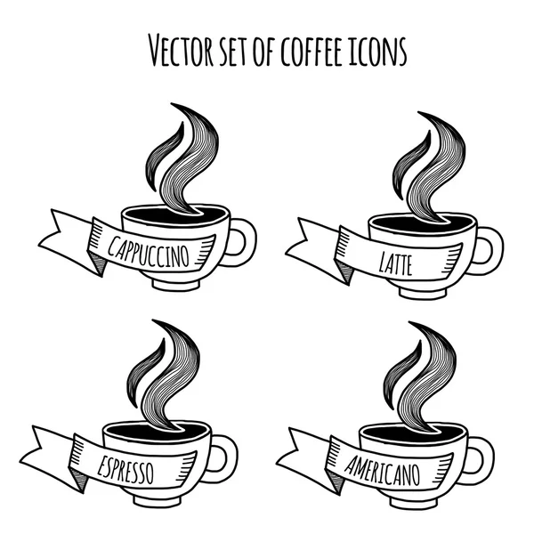 Conjunto de vectores de iconos de café . — Vector de stock