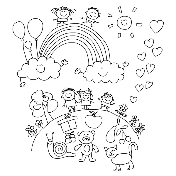 Vektor ilustrasi dengan anak-anak  . Stok Ilustrasi 