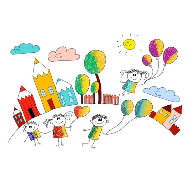 Vektor ilustrasi dengan anak-anak  . Grafik Vektor