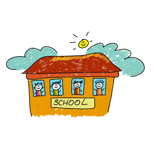 Voltar ao modelo de escola com crianças —  Vetores de Stock