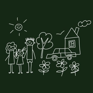 Vektör görüntü. Mutlu bir aile