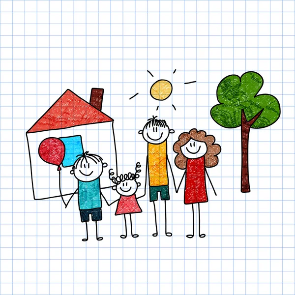 Happy family. Mother, father and children. Vector Graphics