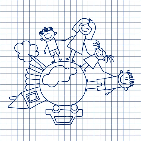 Vector image. Happy family. Kids drawing Royalty Free Stock Vectors