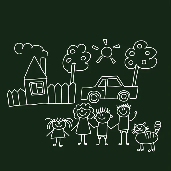 Happy family with house and car Royalty Free Stock Illustrations