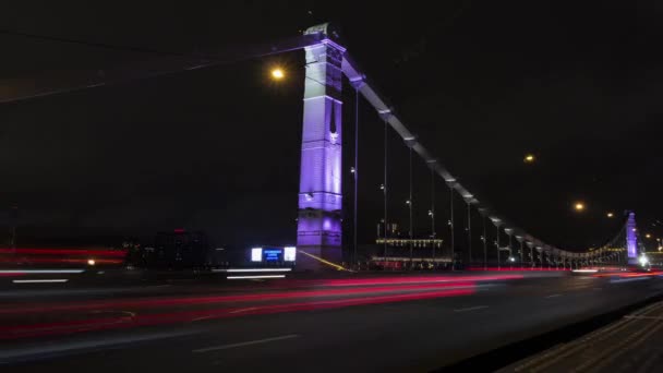 Timelapse av Dolgorukov Bridge eller Krim Bridge — Stockvideo
