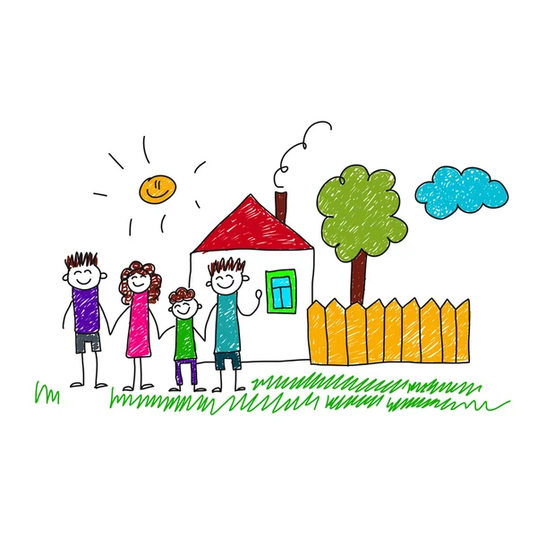 Image of happy family with house Royalty Free Stock Illustrations