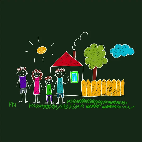Image of happy family with children Stock Vector
