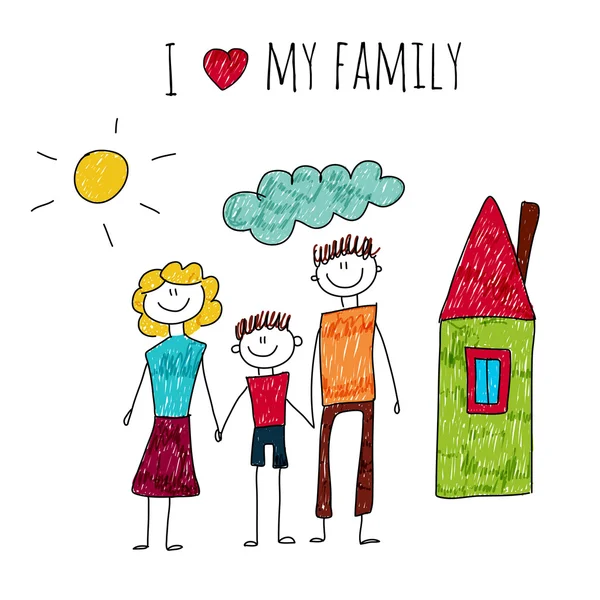 Ilustración vectorial Amo a mi familia — Vector de stock