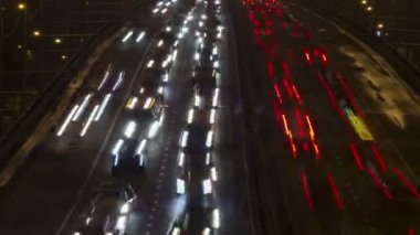 Gece şehir trafik dolu Hd video